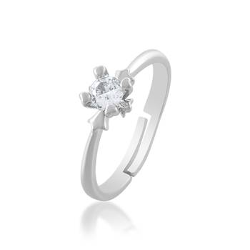 Brass silver plated imitation diamond moissanite finger ring for women girls 2