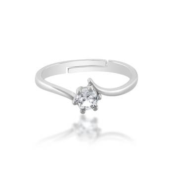 Brass silver plated imitation diamond moissanite finger ring for women girls 3