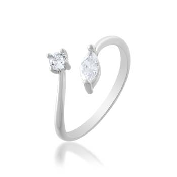 Brass silver plated imitation diamond moissanite finger ring for women girls 2
