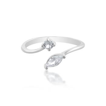 Brass silver plated imitation diamond moissanite finger ring for women girls 3