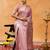 Peach woven ethnic motifs zari banarasi saree