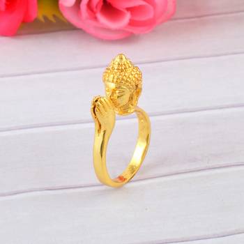 Brass micron gold folding hand buddha monk finger ring men women 1