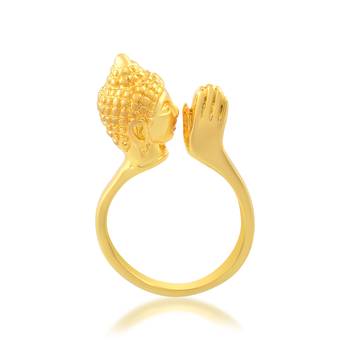 Brass micron gold folding hand buddha monk finger ring men women 2