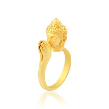Brass micron gold folding hand buddha monk finger ring men women 3