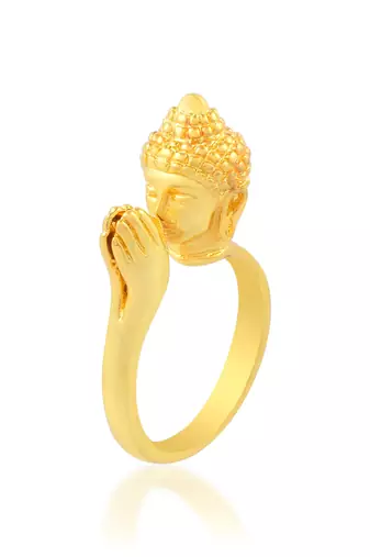Brass micron gold folding hand buddha monk finger ring men women