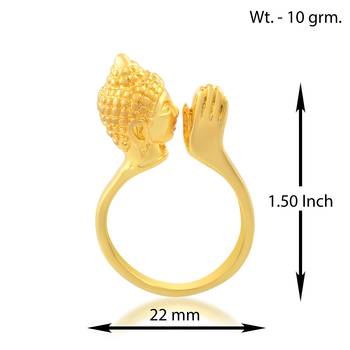 Brass micron gold folding hand buddha monk finger ring men women 4