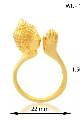 Brass micron gold folding hand buddha monk finger ring men women