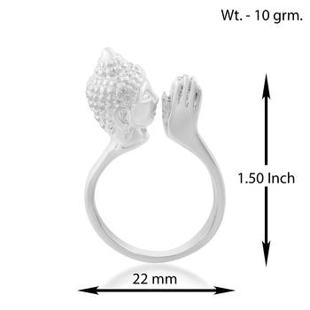 Brass anti tarnish silver plated folding hand buddha monk finger ring men women 3