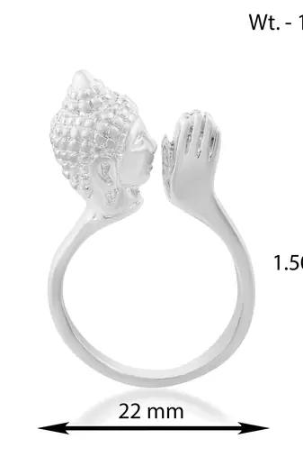 Brass anti tarnish silver plated folding hand buddha monk finger ring men women