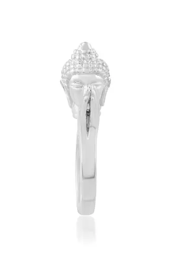 Brass anti tarnish silver plated folding hand buddha monk finger ring men women