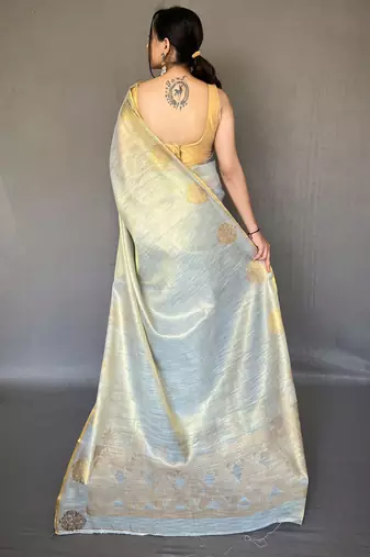 Sky Blue Shining Tissue silk blend Saree 