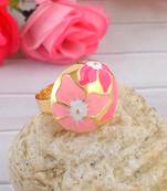 Brass gold pink murals finger ring women free size