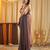 Coffee ombre beads and stones satin saree
