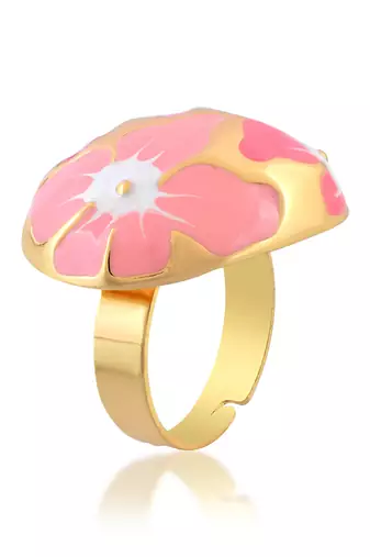 Brass gold pink murals finger ring women free size