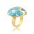 Brass gold and blue mural finger ring for women free size