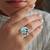 Brass gold and blue mural finger ring for women free size