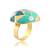 Brass gold and firoza mural finger ring for women free size