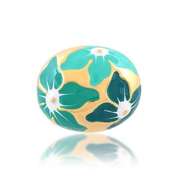 Brass gold and firoza mural finger ring for women free size 4