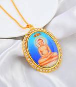 Brass gold plated cz jain mahavir swami chain pendant