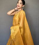 Golden Shining Tissue silk blend Saree 