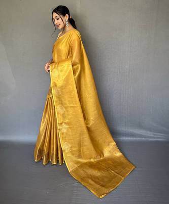 Golden Shining Tissue silk blend Saree  3