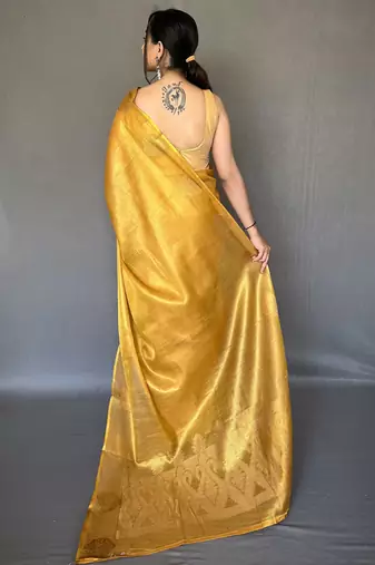 Golden Shining Tissue silk blend Saree 