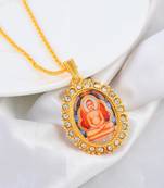 Brass gold plated cz jain mahavir swami chain pendant