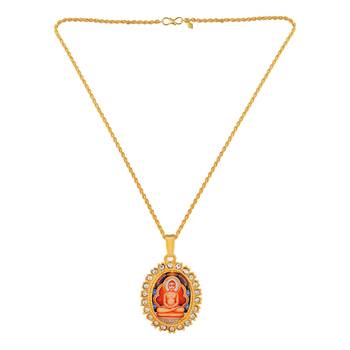 Brass gold plated cz jain mahavir swami chain pendant 4