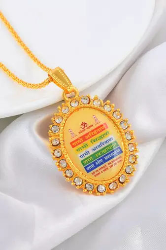 Brass gold plated cz jain namokar navkar mantra pendant