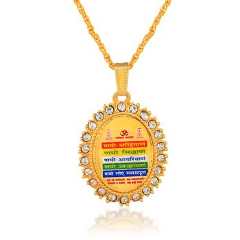 dzine trendz pendant jain namokar mantra gold plated 2
