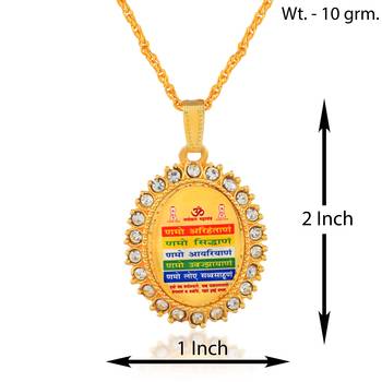 dzine trendz pendant jain namokar mantra gold plated 3