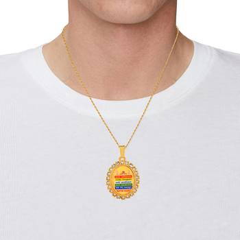dzine trendz pendant jain namokar mantra gold plated 5