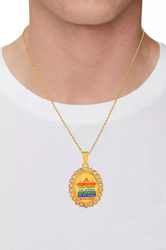 dzine trendz pendant jain namokar mantra gold plated