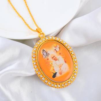 Brass gold cz big size guruji pendant 1