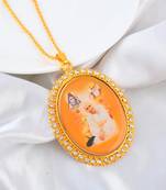 Brass gold cz big size guruji pendant