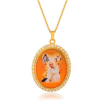 Brass gold cz big size guruji pendant 2