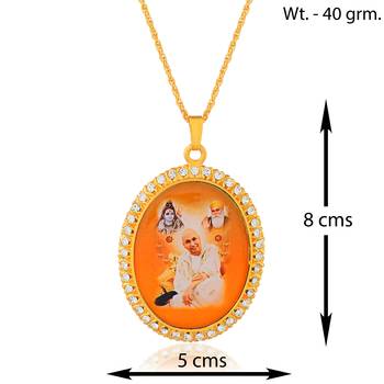Brass gold cz big size guruji pendant 3
