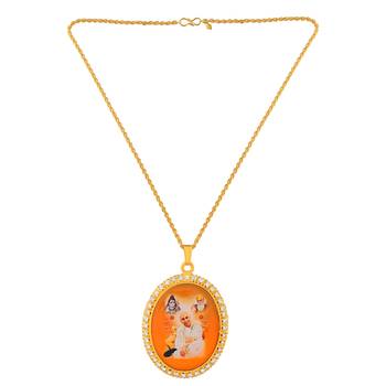 Brass gold cz big size guruji pendant 4