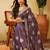 Blue floral embroidered chiffon saree