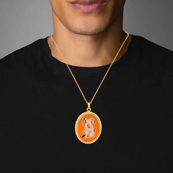 Brass gold cz big size guruji pendant 5