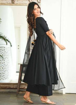 Black Sequin cotton Suit Set With Dupatta Elegant Designer Suit Set Festival Wear 2
