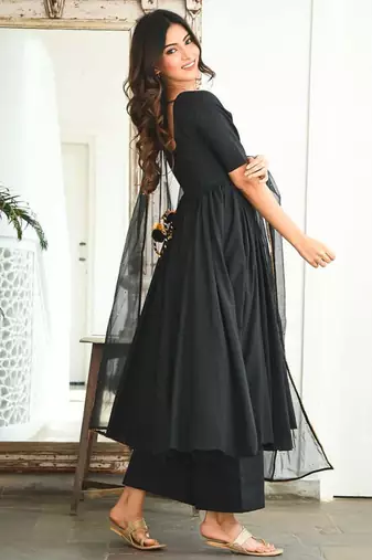 Black Sequin cotton Suit Set With Dupatta Elegant Designer Suit Set Festival Wear
