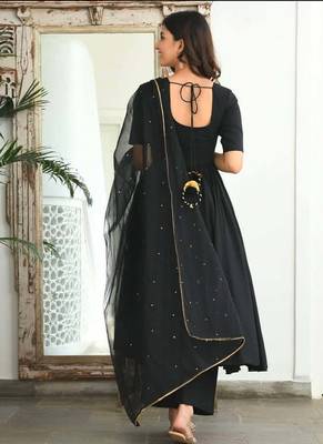 Black Sequin cotton Suit Set With Dupatta Elegant Designer Suit Set Festival Wear 3