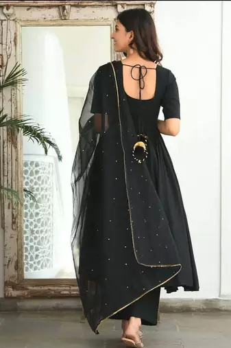Black Sequin cotton Suit Set With Dupatta Elegant Designer Suit Set Festival Wear