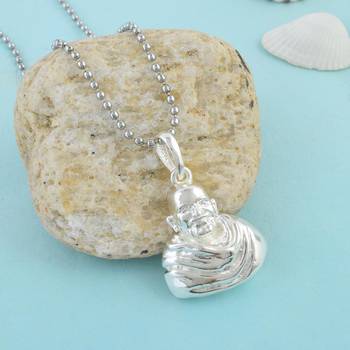 Brass anti fade silver plated baba neem karoli pendant 1