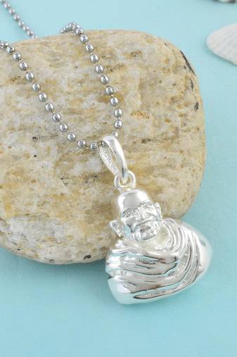Brass anti fade silver plated baba neem karoli pendant