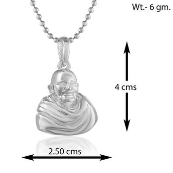 Brass anti fade silver plated baba neem karoli pendant 3