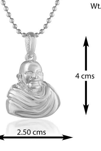Brass anti fade silver plated baba neem karoli pendant