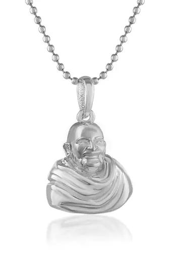 Brass anti fade silver plated baba neem karoli pendant