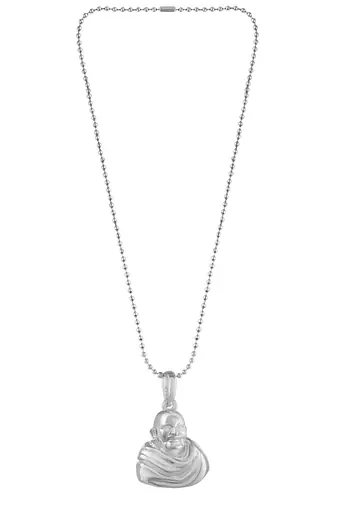 Brass anti fade silver plated baba neem karoli pendant
